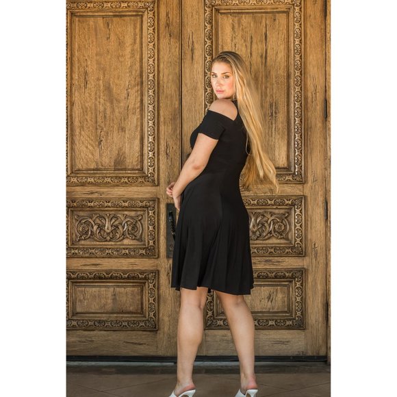 Funfash Plus Size Open Shoulders Black Dress - Picture 12 of 16